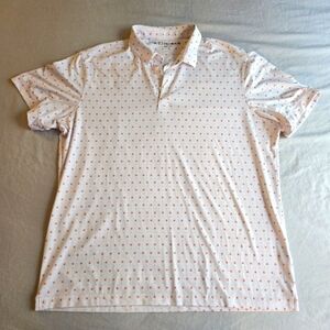 Mizzen + Main Versa Polo Classic Fit sz L White Tea Rose Floral Print